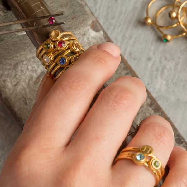 Gold Stacking Birthstone Rings